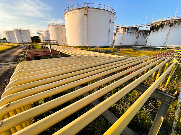 istock Yellow fire extinguishing foam pipe in the petroleum industry 2247930266