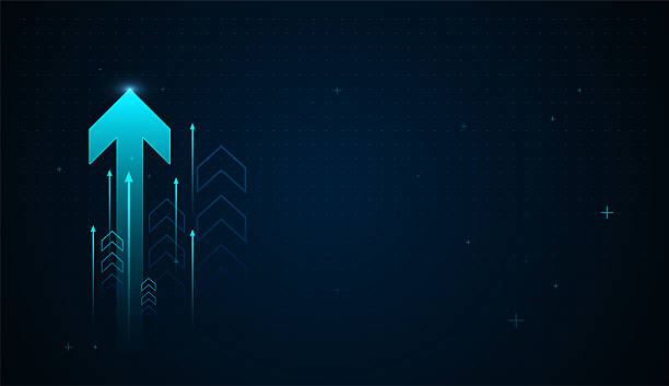 istock Bright digital arrows surge upward, centered by a dominant glowing arrow that represents breakthrough performance and futuristic technological advancement. Vector illustration 2247940982