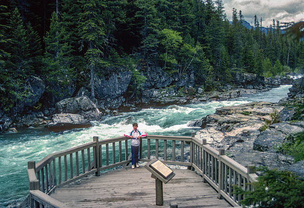 Glacier NP - Girl Posing by River - 1989