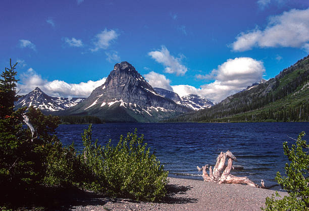 Glacier National Park - Two Medicine Lake, with mountains on the distant shore  - 1989. Scanned from Kodachrome 64 slide.
