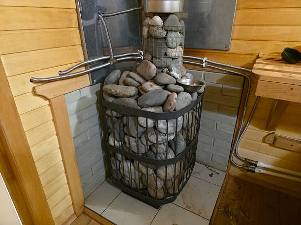 istock Classic Sauna Heater Design with Natural Stones 2247945420
