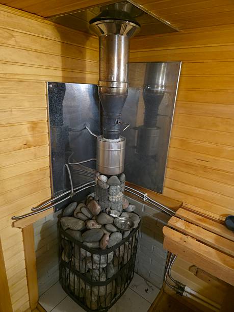 istock Classic Sauna Heater Design with Natural Stones 2247945451