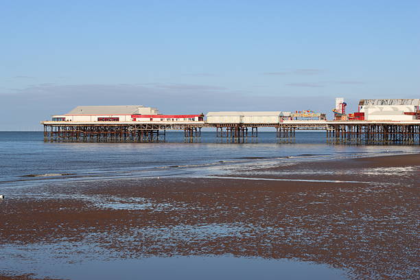 View along the beach at Blackpool to the Central Pier