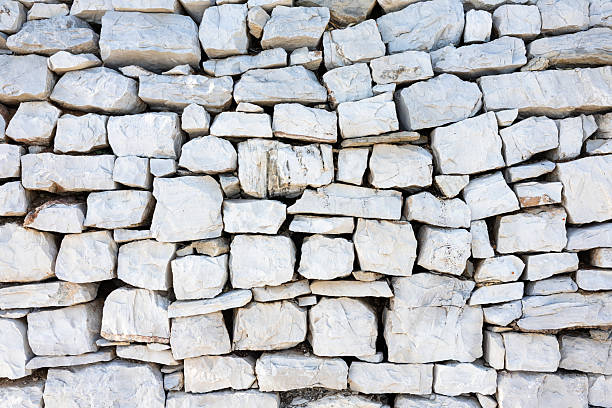 istock Rugged Gray Stone Wall Of Stacked Rocks With Sparse Dry Grass Detailing 2247960345