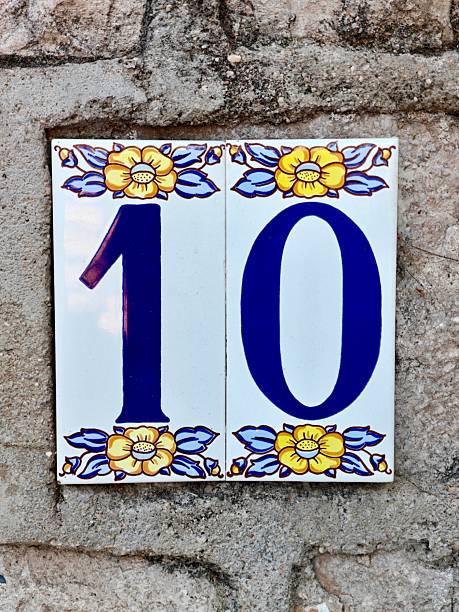 istock Ceramic number 10 tile for a building exterior 2247965298