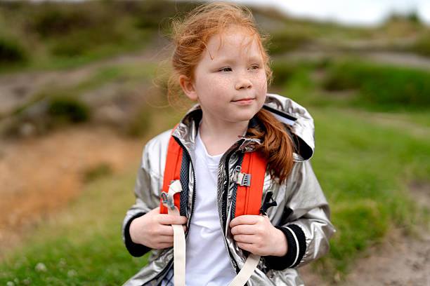 istock Young girl enjoying nature with a backpack on a sunny day 2247966644