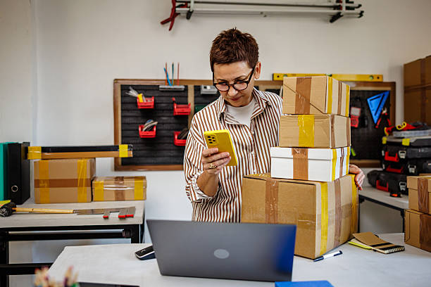 istock Female Store Owner Text Messaging With Customers 2247969243