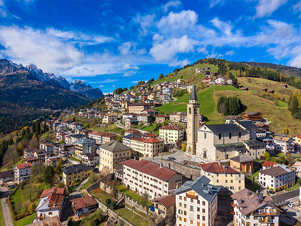 istock Candide from drone, Dolomites alps town 2247972888