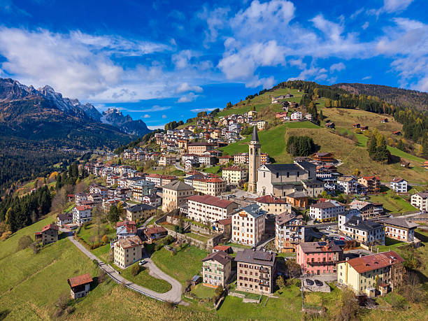 istock Candide from drone, Dolomites alps town 2247972918