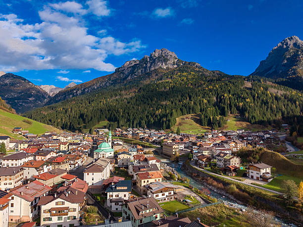 istock Campolongo, Dolomites alps town from drone 2247972937