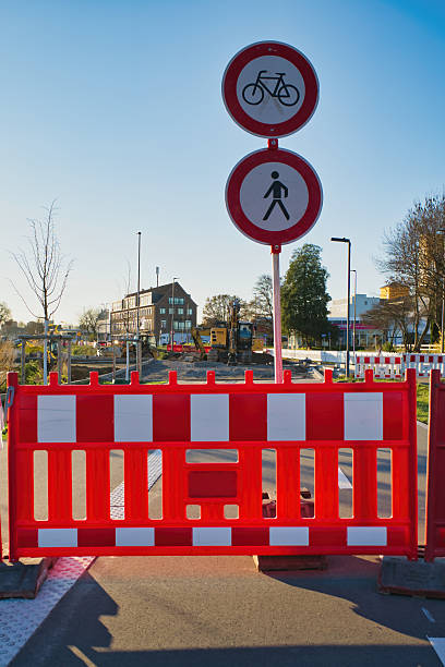 istock Construction barriers and signs in Neuss, Germany during a sunny day 2247977318