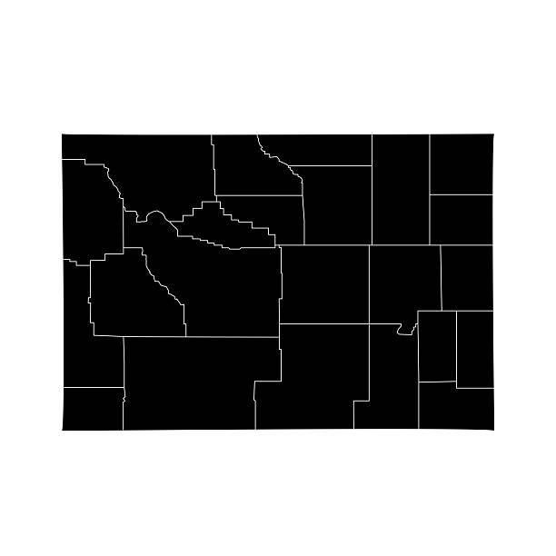 Vector map of Wyoming showing county divisions. Fully editable and layered, ideal for educational, cartographic, or design projects. Includes clear outlines, physical geography, and US state border details.