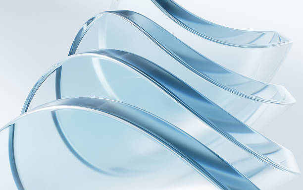 istock Transparent blue glass geometries background, 3d rendering. 2247988373