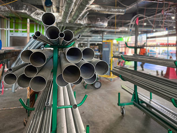 istock Metal Cylinder Tubing at New Construction Site 2247990465