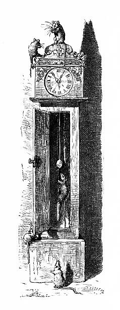 Mice run up a grandfather clock. 