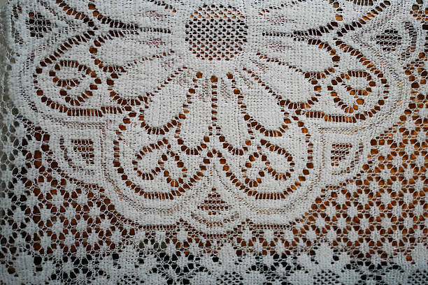 istock Intricate White Lace Fabric with Delicate Floral Pattern 2248014534