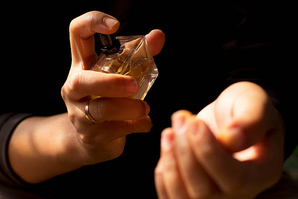 istock Woman Spraying Perfume on Hand Close Up 2248018538