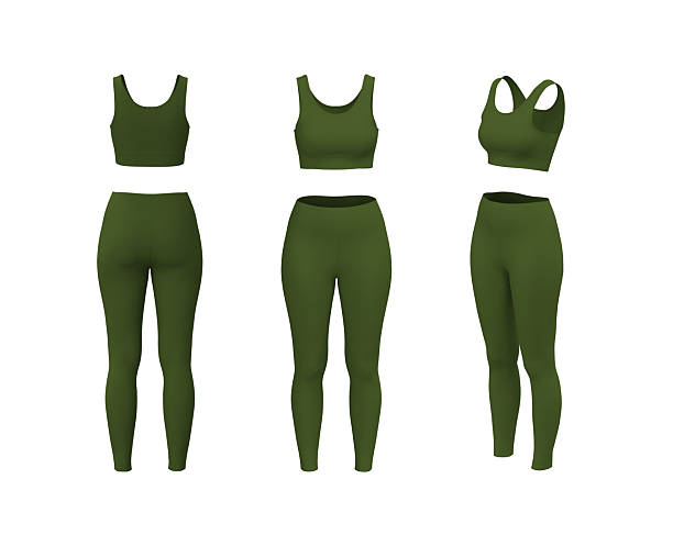 istock Women’s Crop Tank and Leggings Workout Set. Front, Side, Back view 2248024066