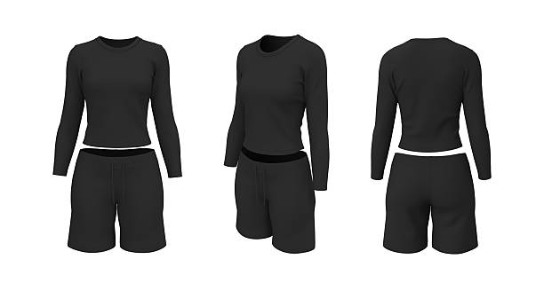 istock Women’s Slim Fit Long Sleeve T-Shirt and Drawstring Shorts Active Set 2248024132