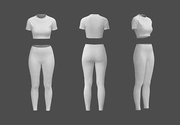 istock Women’s Slim Fit Crop T-Shirt and Leggings Workout Set Mockup 2248024227