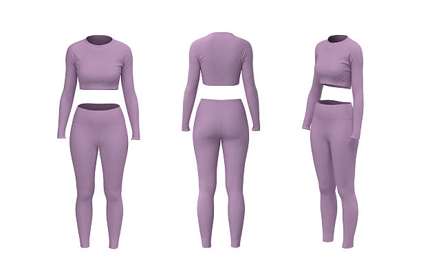 istock Women’s Slim Fit Crop T-Shirt and Leggings Workout Set Mockup 2248024295