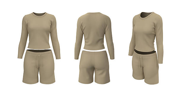 istock Women’s Slim Fit Long Sleeve T-Shirt and Drawstring Shorts Active Set 2248024491