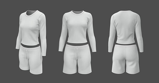 istock Women’s Slim Fit Long Sleeve T-Shirt and Drawstring Shorts Active Set 2248024774
