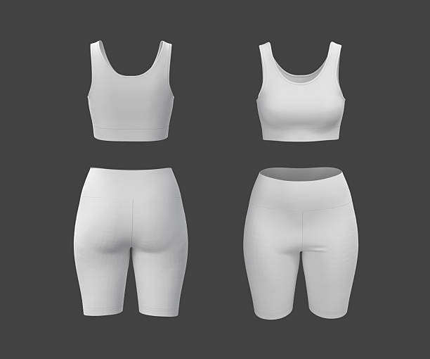 istock Women’s Crop Tank and Short Leggings Workout Set. Front, Side, Back view 2248025782