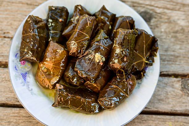 istock Dolmades - stuffed grape leaves  rolls  with rice 2248030043