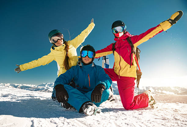 istock Three young skiers at ski resort 2248030047