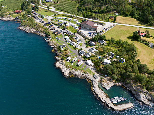 istock Aerial drone view of Djuvik Camping in Norway 2248030418