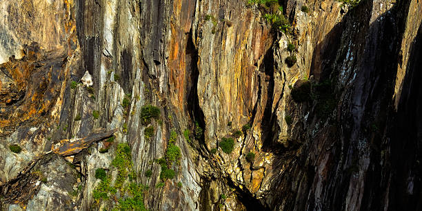 istock Sunlight kisses a rugged rock face, highlighting its intricate cracks and crevices. A study in light, shadow, and the passage of time. 2248032857