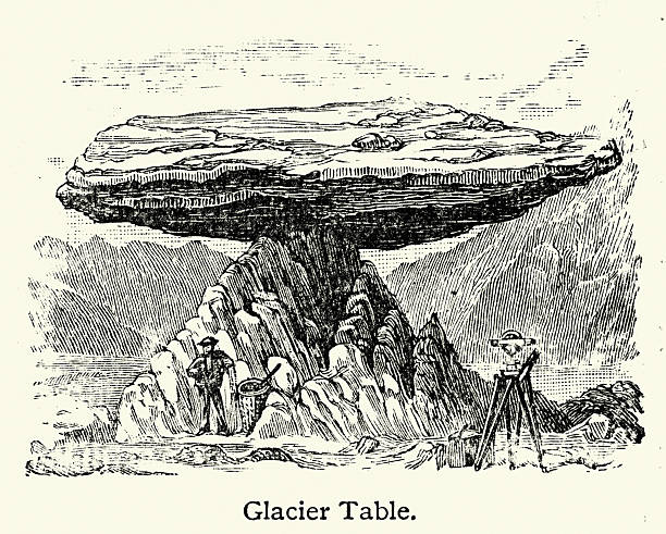 Glacier table, rock formation, Vintage illustration, 19th Century, Victorian