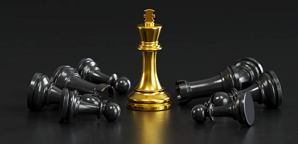 istock Golden Chess Leads fallen Black Pawns: Embodying Versatile Power & Strategic Victory 2248035663