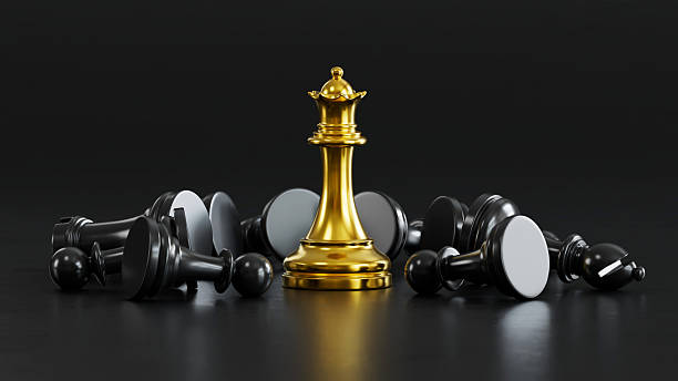 Golden Chess Leads fallen Black Pawns: Embodying Versatile Power & Strategic Victory