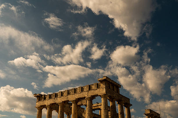 Ruins of the Poggio Rasu fort at sunset on the island of Caprera in Sardinia