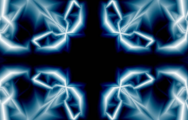 Vivid blue neon abstract pattern featuring intersecting glowing lines and angular shapes for tech, design, or background use.