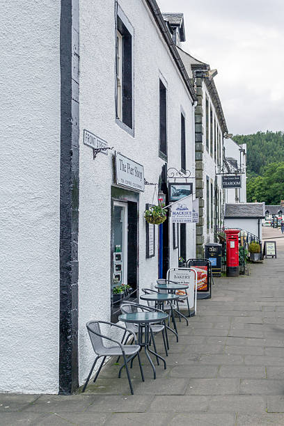 View along the main street in Inveraray, a small historic town on the west coast of Scotland, located on the shores of Loch Fyne, UK.    There are no people in the photograph.