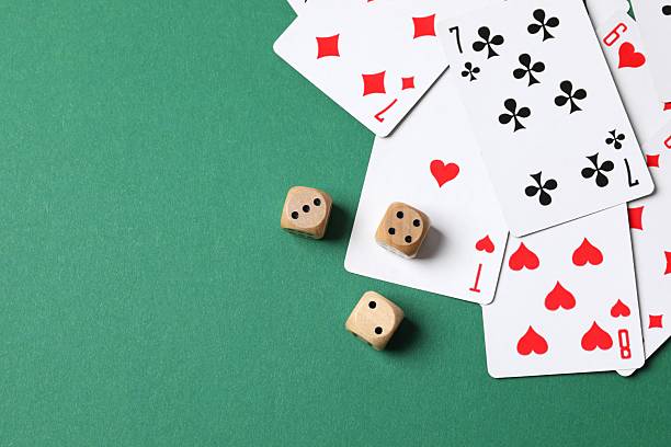 istock Playing cards on color background, top view. Gambling concept 2248046150