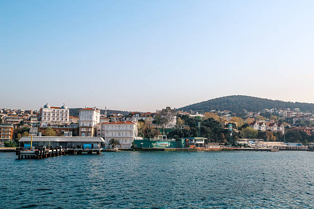 istock Seaside Town with Hills and Pier under Clear Sky 2248047732