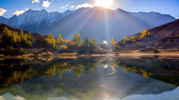 istock Golden Reflection: Sunburst Over Mountain Lake and Autumn Trees 2248048244