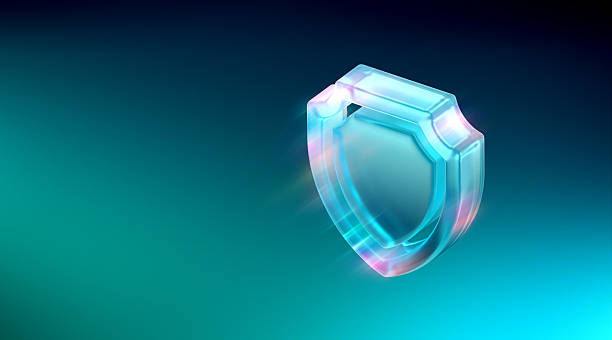 istock Vibrant Shield Protection Concept Background with Radiant Light Rays on Teal Background. Empty space left for Logo, Text or Branding 2248049485