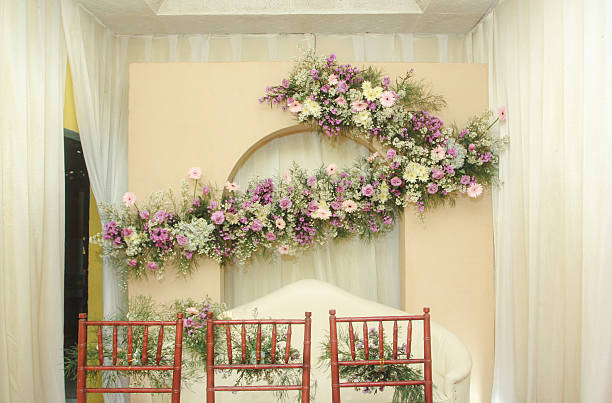 wedding detail (closeup of beautiful wedding decorated on beach wedding setup)