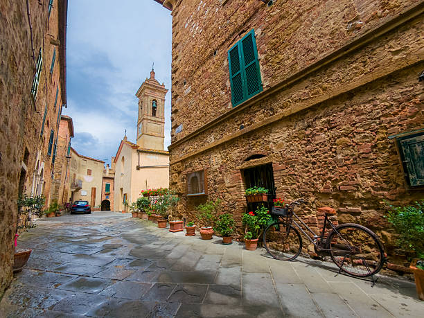 Castelmuzio medieval alley in Tuscany