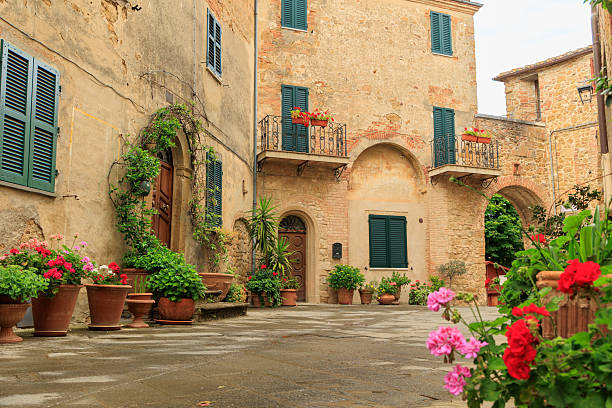 Castelmuzio medieval alley in Tuscany