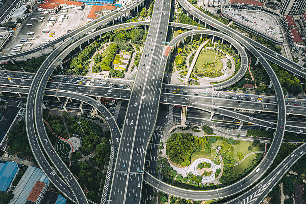 istock Highway junction from direct above aerial view 2248053279