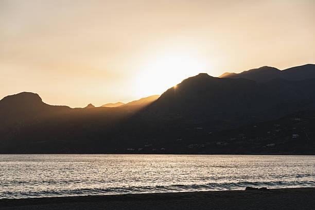 sunset scenery over the rocky coastline