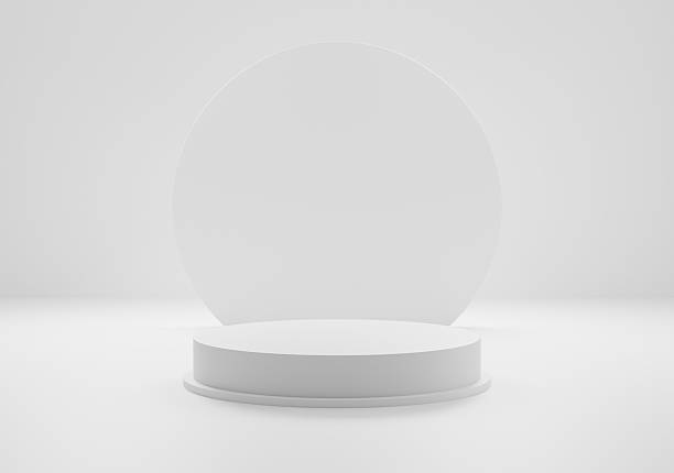 istock 3d render of minimalist two podium showcase stage in interior room white studio and lighting for product display abstract bright background. 2248058241
