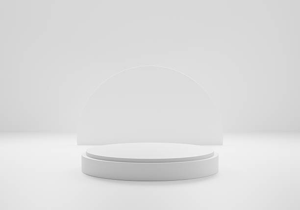 istock 3d render of minimalist two podium showcase stage in interior room white studio and lighting for product display abstract bright background. 2248058244