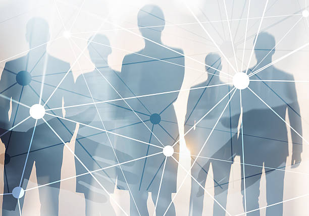istock Digital network and data connection with business people silhouettes. Technology innovation communication 2248062452